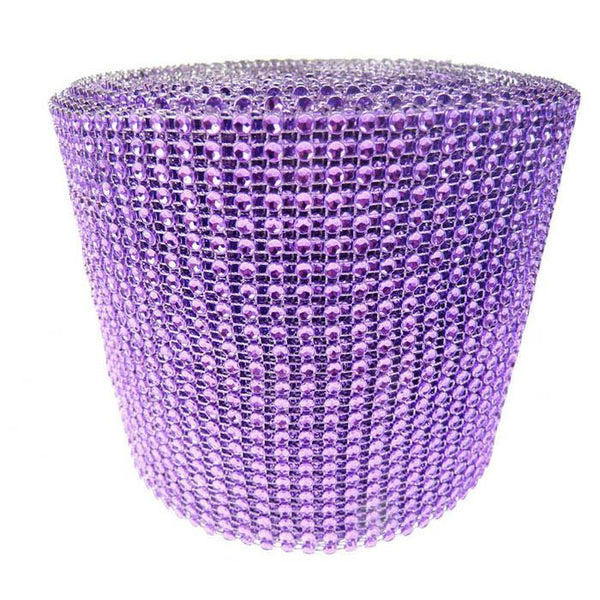 Rhinestone Diamond Wrap Ribbon, 4-3/4-Inch, 10 Yards, Purple