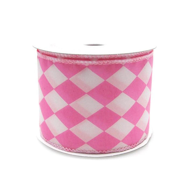 Harlequin Diamond Poly Ribbon, 2-1/2-inch, 10-yard, Pink