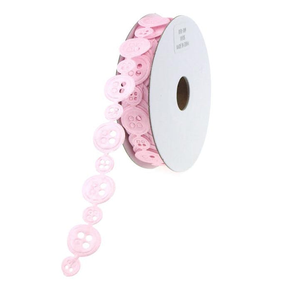 Polyester Button Garland Ribbon, 1/2-Inch, 10 Yards, Light Pink