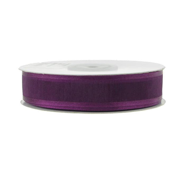 Satin-edge Sheer Organza Ribbon, 7/8-Inch, 25 Yards, Plum