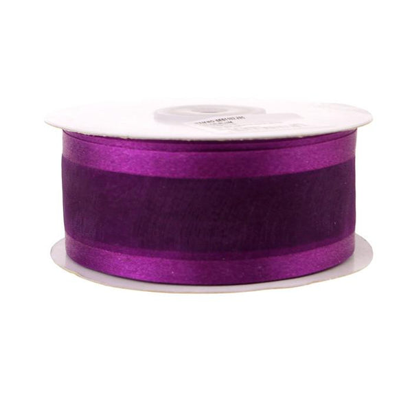 Satin-edge Sheer Organza Ribbon, 1-1/2-inch, 25-yard, Plum