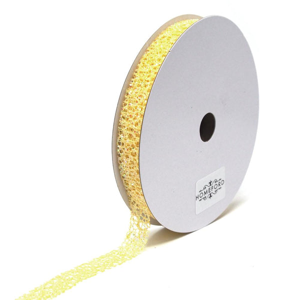 Glitter Web Mesh Ribbon, 5/8-Inch, 25 Yards, Light Yellow