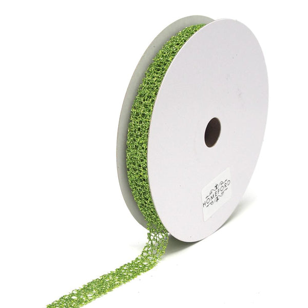 Glitter Web Mesh Ribbon, 5/8-Inch, 25 Yards, Lime