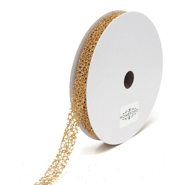 Glitter Web Mesh Ribbon, 5/8-Inch, 25 Yards, Gold