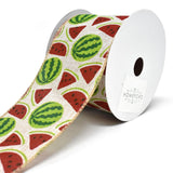 Watermelon Printed Wired Canvas Ribbon, 2-1/2-Inch, 10-Yard