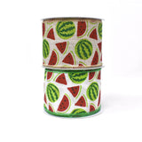 Watermelon Printed Wired Canvas Ribbon, 2-1/2-Inch, 10-Yard