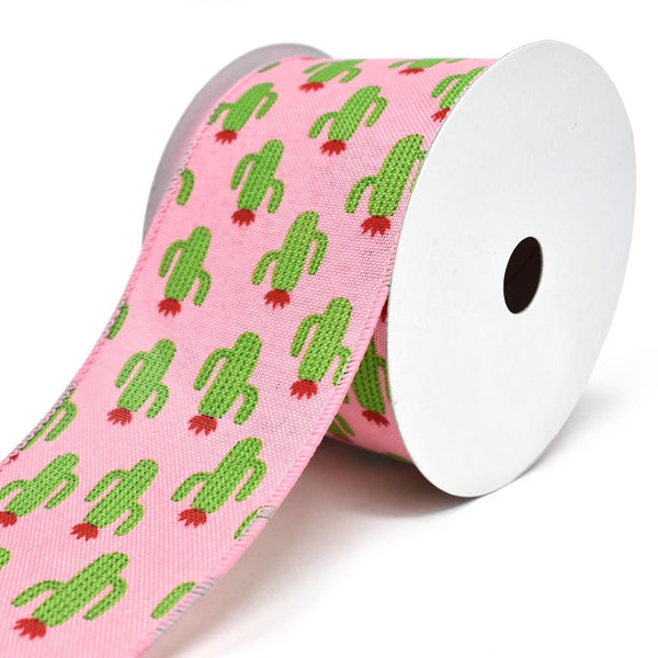 Deco Cactus Wired Linen Ribbon, 2-1/2-Inch, 10-Yard, Pink