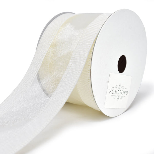 Linen Edge Wired Organza Ribbon, 2-1/2-Inch, 10-Yard, Ivory