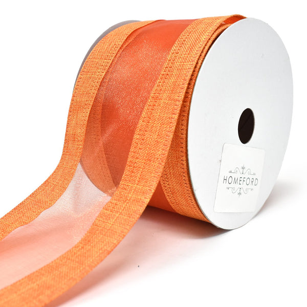 Linen Edge Wired Organza Ribbon, 2-1/2-Inch, 10-Yard, Orange