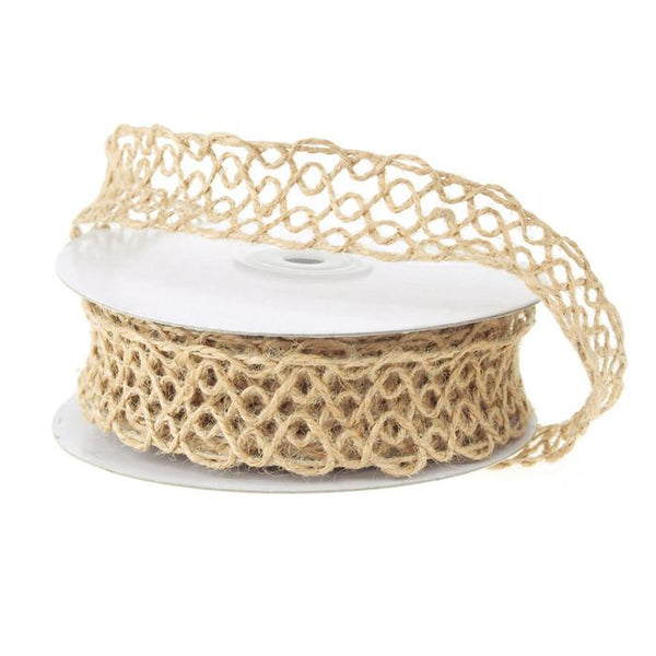 Open Weave Mesh Jute Wire Ribbon, 1-inch, 10-yard, Natural