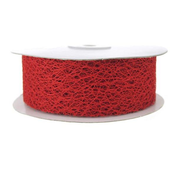 Random Mesh Net Ribbon, 1-1/2-Inch, 20 Yards, Red