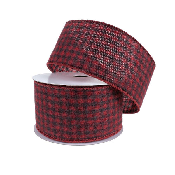 Brushed Woven Felt Buffalo Plaid Christmas Ribbon, 2-1/2-Inch, 10-Yard