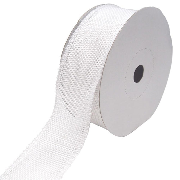 Loose Weave Faux Jute Ribbon, White, 1-1/2-Inch, 10-Yards