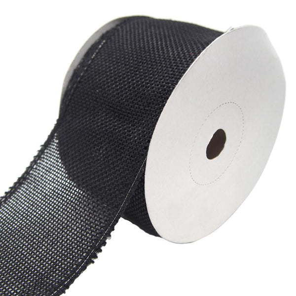 Loose Weave Faux Jute Ribbon, Black, 2-1/2-Inch, 10-Yards