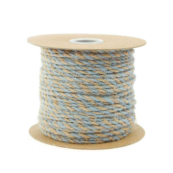 Bi-Colored Jute Twine Cord Rope Ribbon, 5/64-Inch or 2.5 mm, 50-Yard, Light Blue