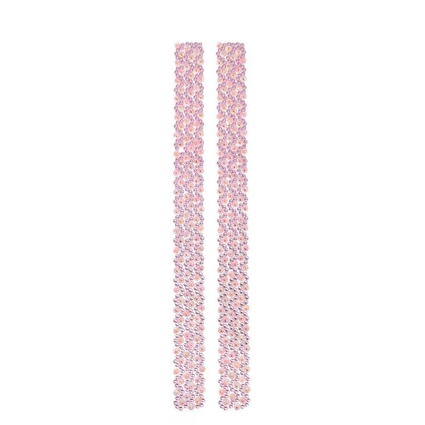 Rhinestone Flowers Sticker Strips, Pink, 11-3/4-Inch, 2-Count