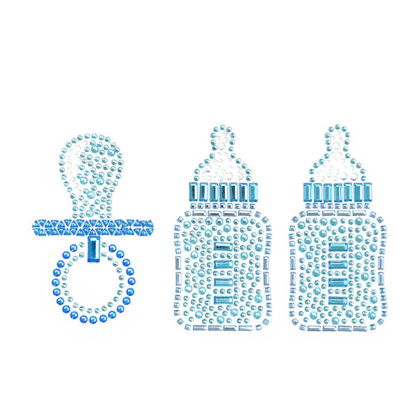 Baby Bottles and Binky Rhinestone Stickers, Blue, Assorted, 3-Piece