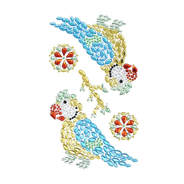 Jeweled Parrots Rhinestone Stickers, Assorted, 5-Piece