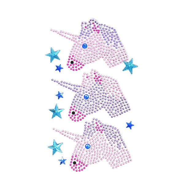 Unicorn Faces and Stars Rhinestone Stickers, Assorted, 11-Piece