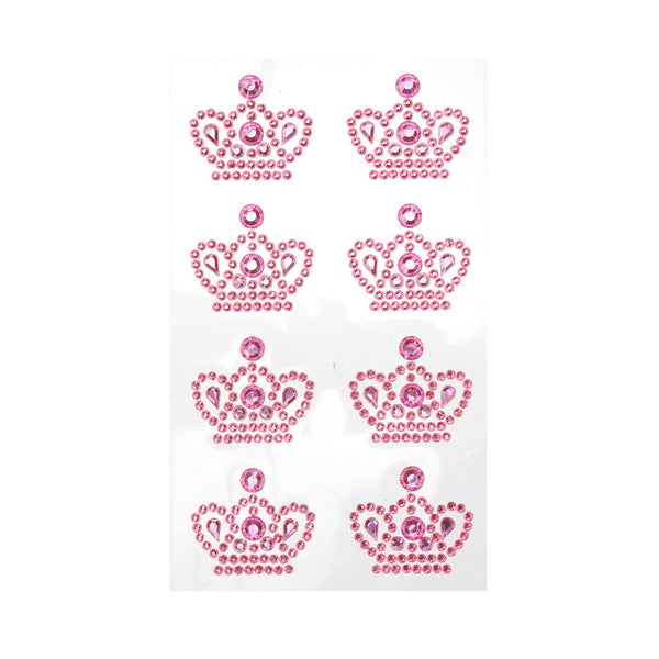 Royal Crown Adhesive Rhinestone Stickers, Pink, 8-Count