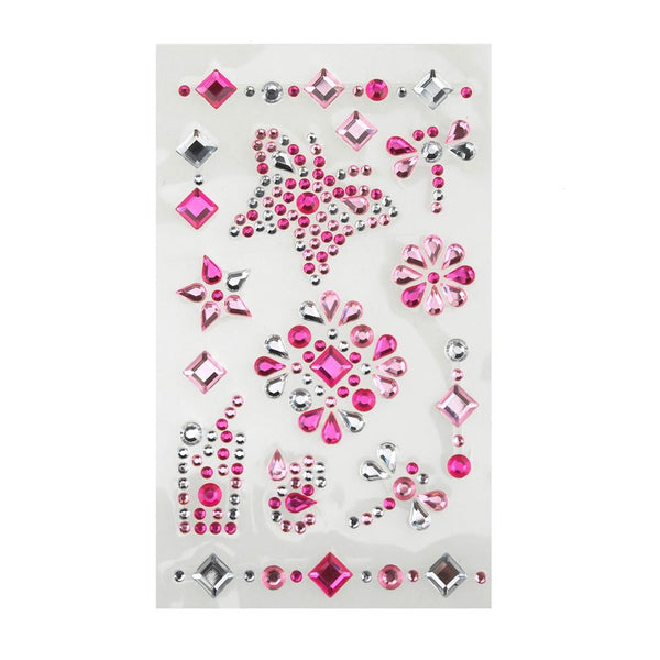 Self-Adhesive Rhinestone Stickers, Butterfly, 14-count, Shades of Pink