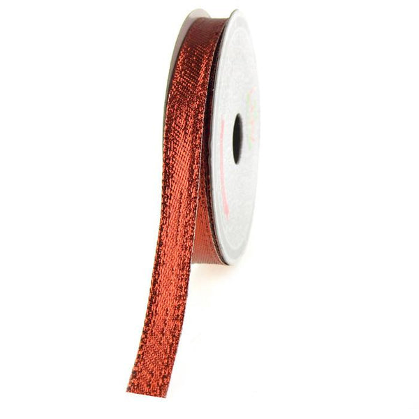 Solid Metallic Holiday Christmas Wired Ribbon, 3/8-Inch, 10 Yards, Red