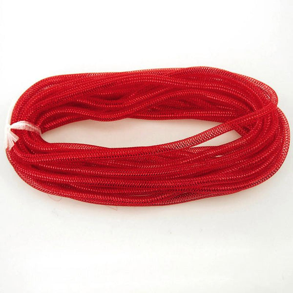 Solid Mesh Tubing Deco Flex Ribbon, 8mm, 10 Yards, Red