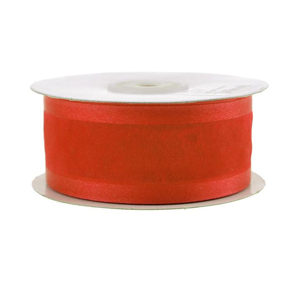 Satin-edge Sheer Organza Ribbon, 1-1/2-inch, 25-yard, Red