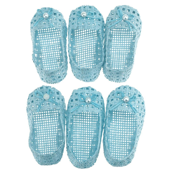 Mini Woven Favor Bags, Baby Shoes, Blue, 3-Inch, 6-Piece