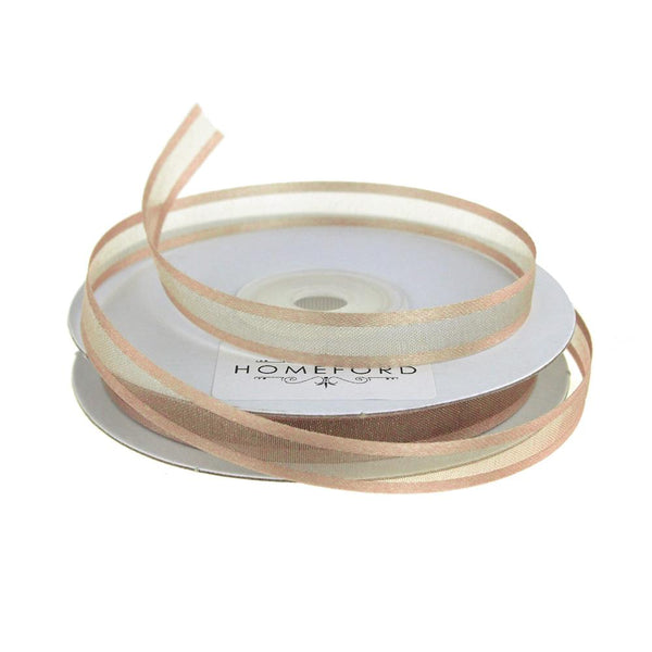 Satin Edge Sheer Organza Ribbon, 3/8-Inch, 25 Yards, Toffee