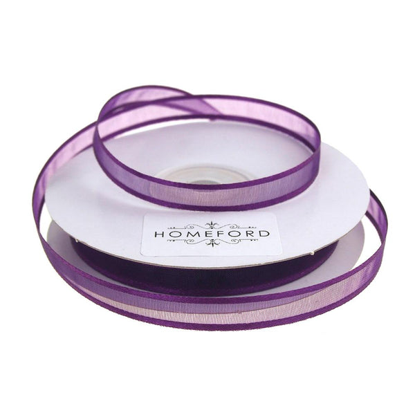 Satin Edge Sheer Organza Ribbon, 3/8-Inch, 25 Yards, Plum