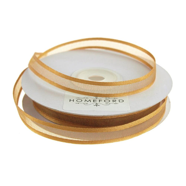 Satin Edge Sheer Organza Ribbon, 3/8-Inch, 25 Yards, Antique Gold