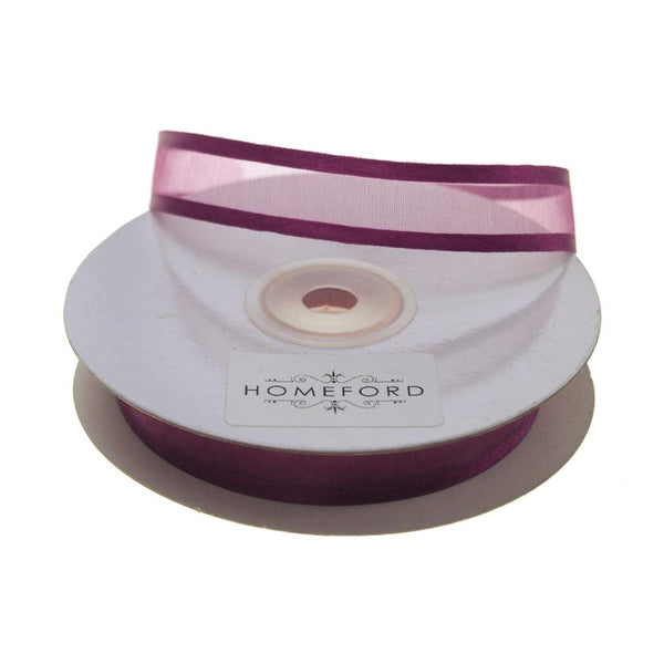 Satin-Edge Sheer Organza Ribbon, 5/8-Inch, 25 Yards, Wine