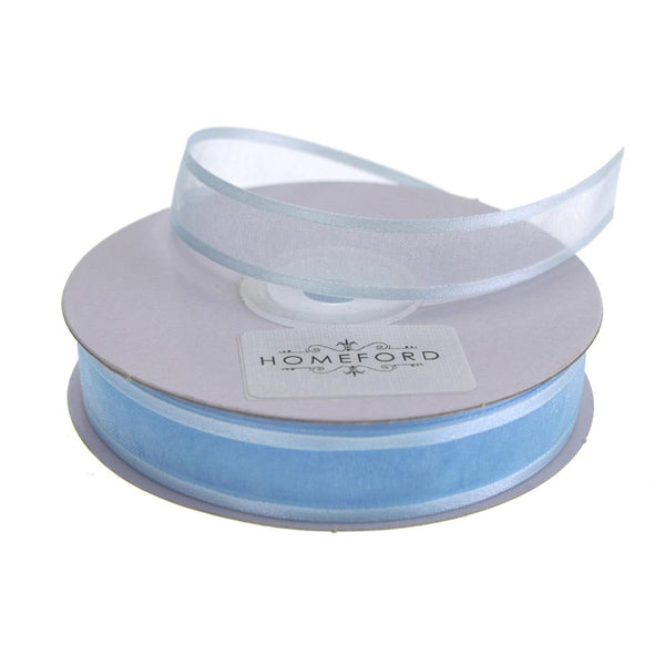 Satin-Edge Sheer Organza Ribbon, 5/8-Inch, 25 Yards, Light Blue