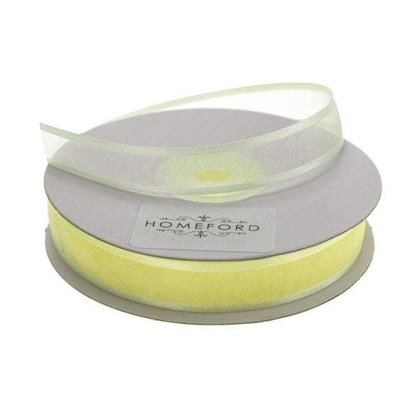 Satin-Edge Sheer Organza Ribbon, 5/8-Inch, 25 Yards, Baby Maize Yellow