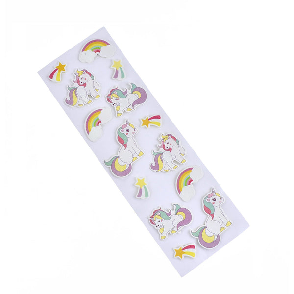 Rainbow, Unicorn and Shooting Star 3D Stickers, 14-Piece