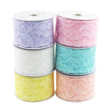 Floral Lace Trim Ribbon with Glitters, 2-Inch, 10 Yards