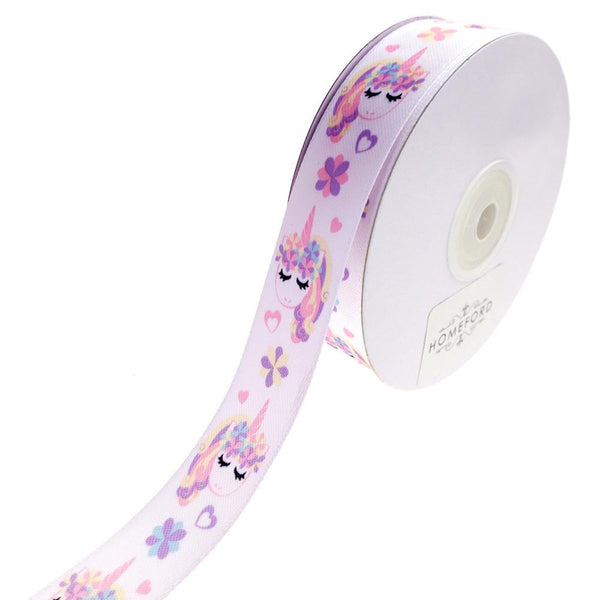 Lovely Unicorn Satin Ribbon, White, 7/8-Inch, 10-Yard