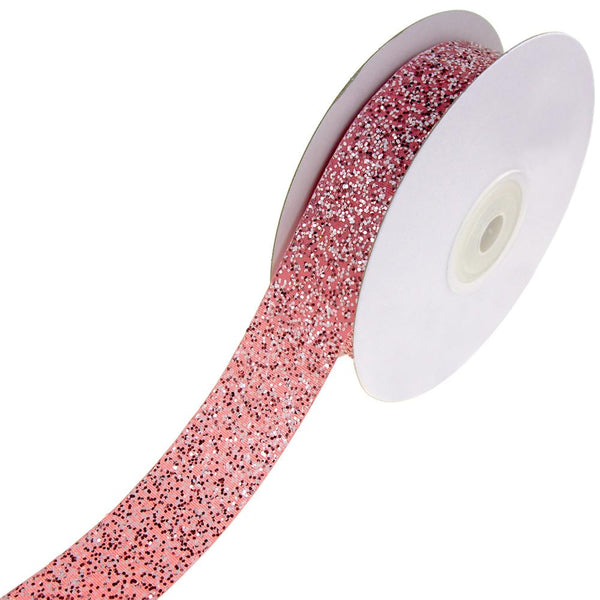 Frosted Sparkling Glitter Ribbon, Blush, 7/8-Inch, 10-Yard