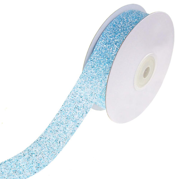 Frosted Sparkling Glitter Ribbon, Blue, 7/8-Inch, 10-Yard