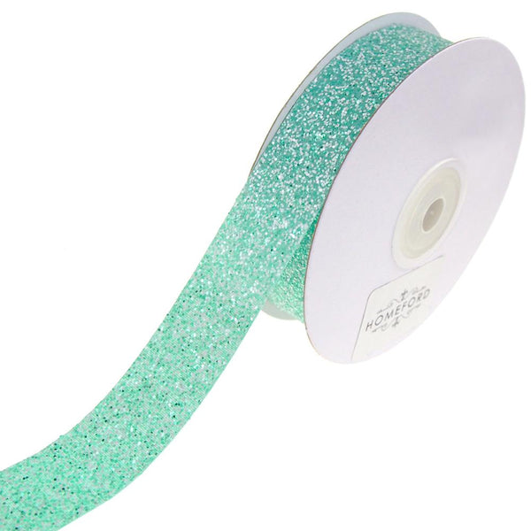 Frosted Sparkling Glitter Ribbon, Tropical Blue, 7/8-Inch, 10-Yard