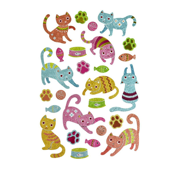 Playful Kitty Glitter Glam Stickers, 25-Piece