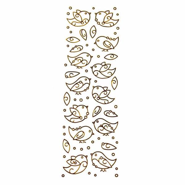 Birdie Chickadee 3D Clear Foil Stickers, Gold, 12-Count