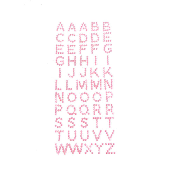 Beaded Pearl Alphabet Letter Stickers, 1/2-Inch, 55-Piece, Pink