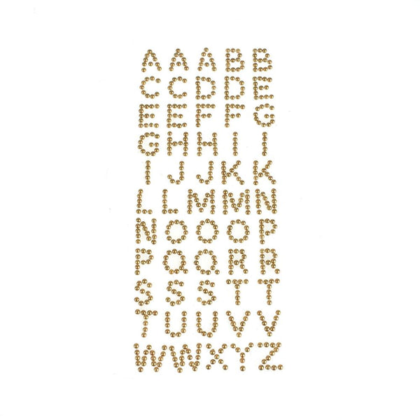 Beaded Pearl Alphabet Letter Stickers, 1/2-Inch, 55-Piece, Gold