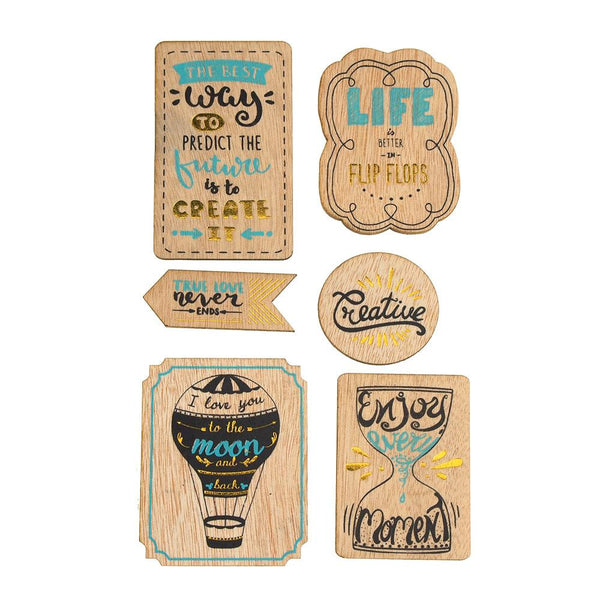 Inspirational 3D Wood Stickers, 6-Count, Creative