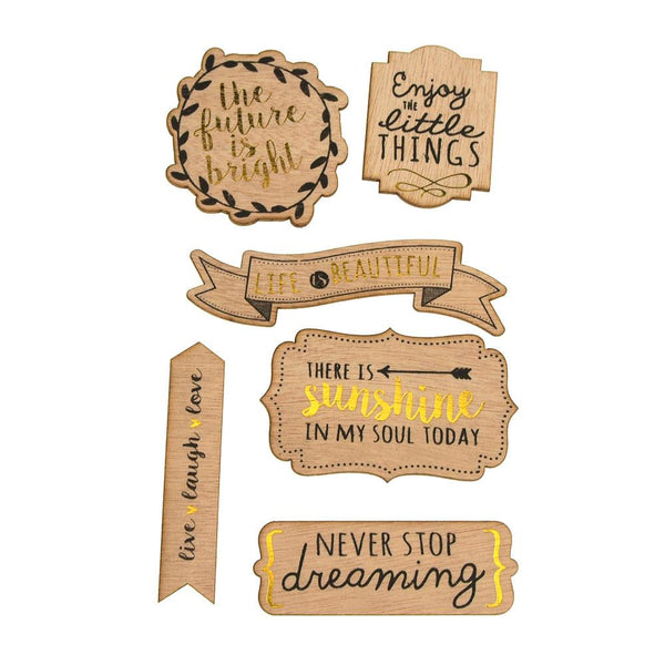 Inspirational 3D Wood Stickers, 6-Count, Life is Beautiful