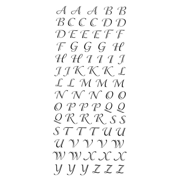 Black Script Alphabet Letter Fancy Foil Stickers, 1/2-Inch, 78-Count