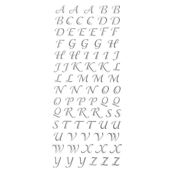 Silver Script Alphabet Letter Fancy Foil Stickers, 1/2-Inch, 78-Count