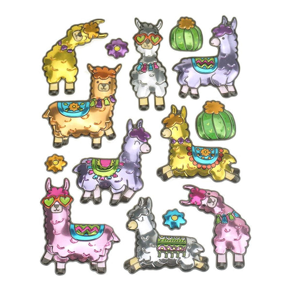 Metallic Llama Pop Up Stickers, 14-Piece